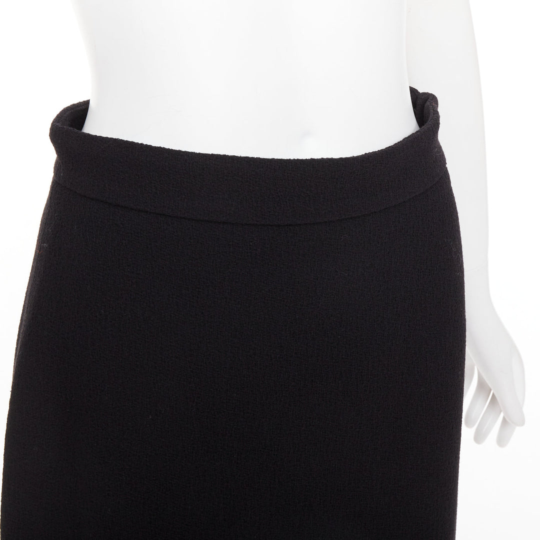 GUCCI 2017 black wool crepe cream trim hem A-line knee skirt IT40 S