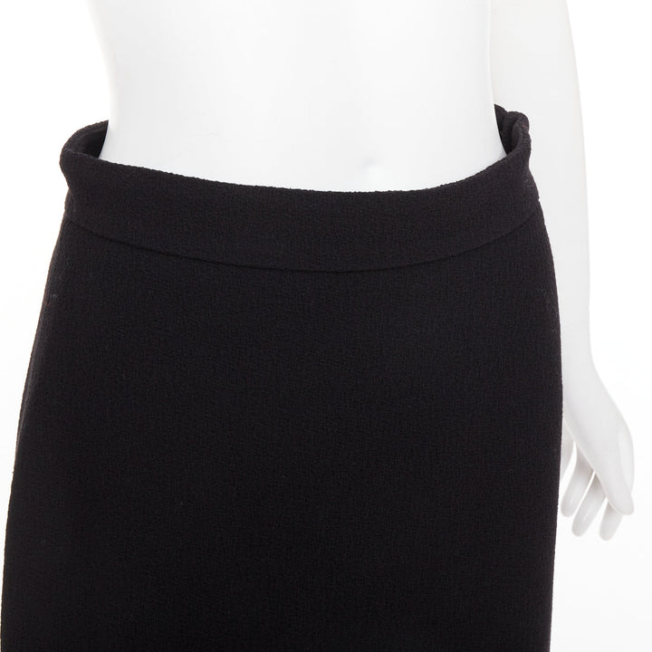 GUCCI 2017 black wool crepe cream trim hem A-line knee skirt IT40 S