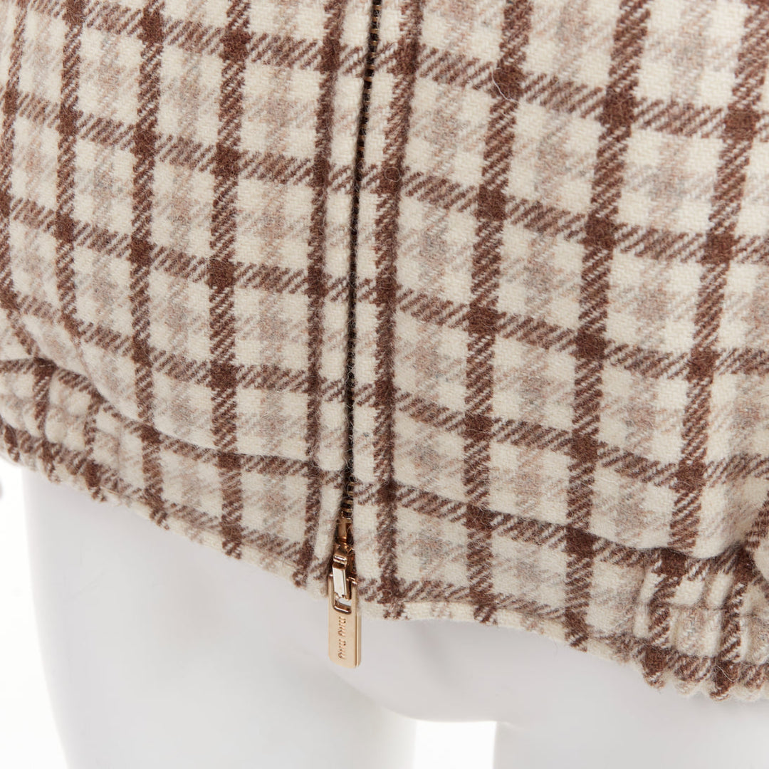 MIU MIU 2023 cocoa brown check logo hooded blouson jacket IT38 XS ASAP Rocky