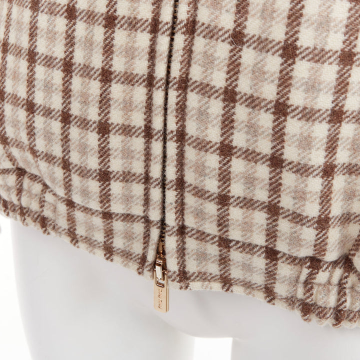 MIU MIU 2023 cocoa brown check logo hooded blouson jacket IT38 XS ASAP Rocky
