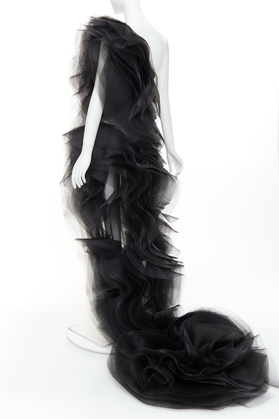 rare ALEXANDRE VAUTHIER COUTURE SS2014 Runway black stiff tulle train gown