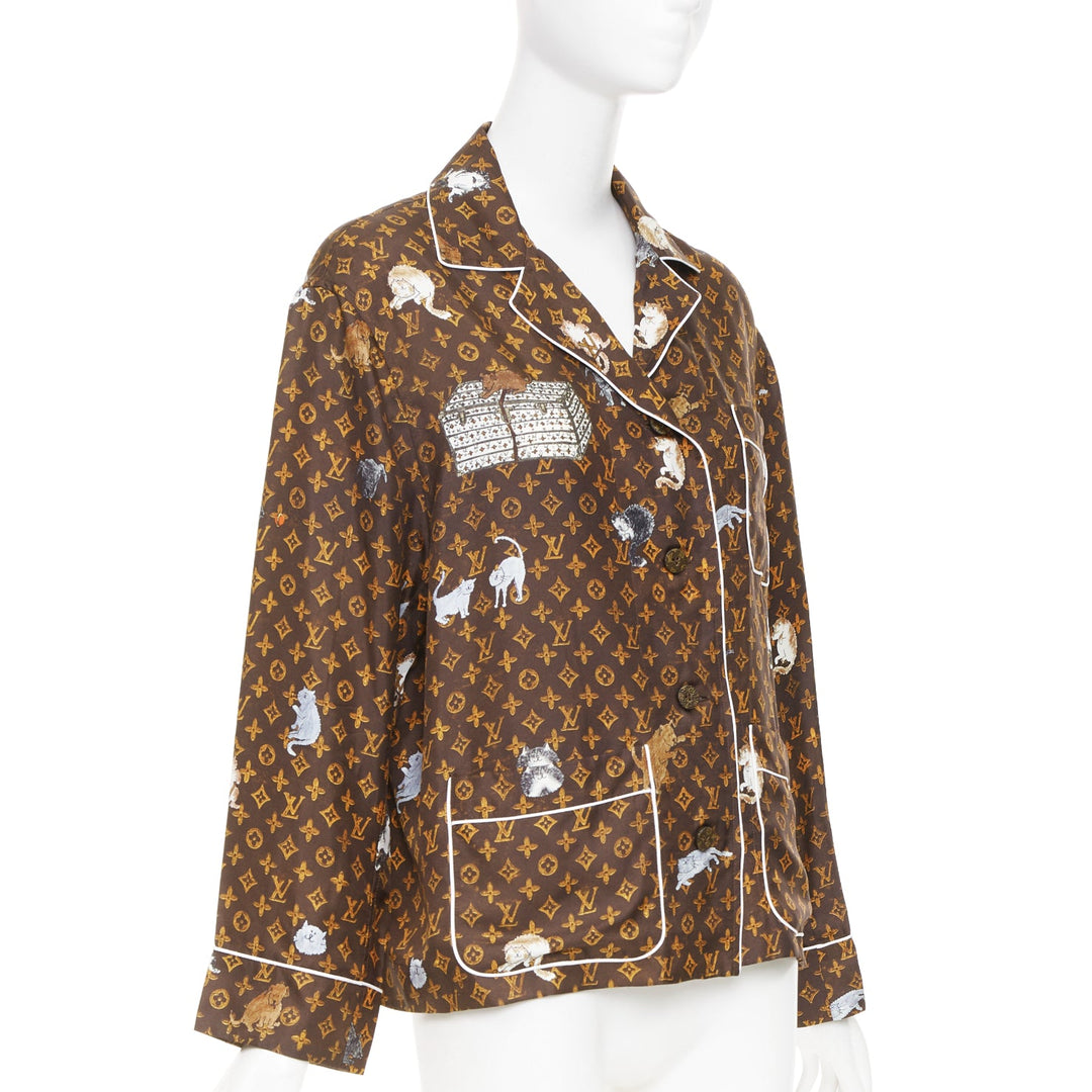 rare  LOUIS VUITTON 2019 Runway Grace Coddington Catogram Monogram top FR36 XS