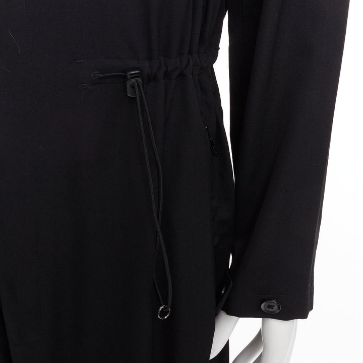 YOHJI YAMAMOTO HOMME black lightweight wool pocket cargo overall jumpsuit JP2 M