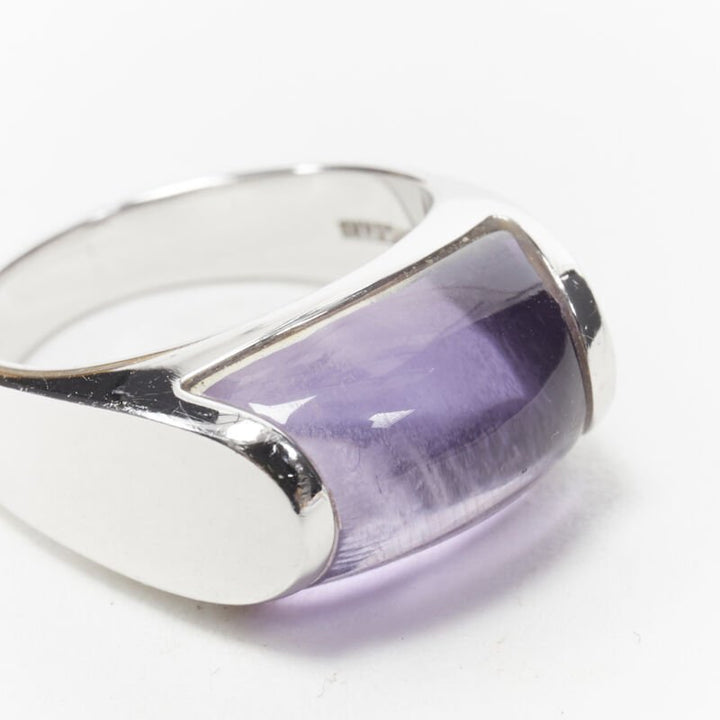 vintage BVLGARI JEWELLERY Amethyst stone silver curved ring