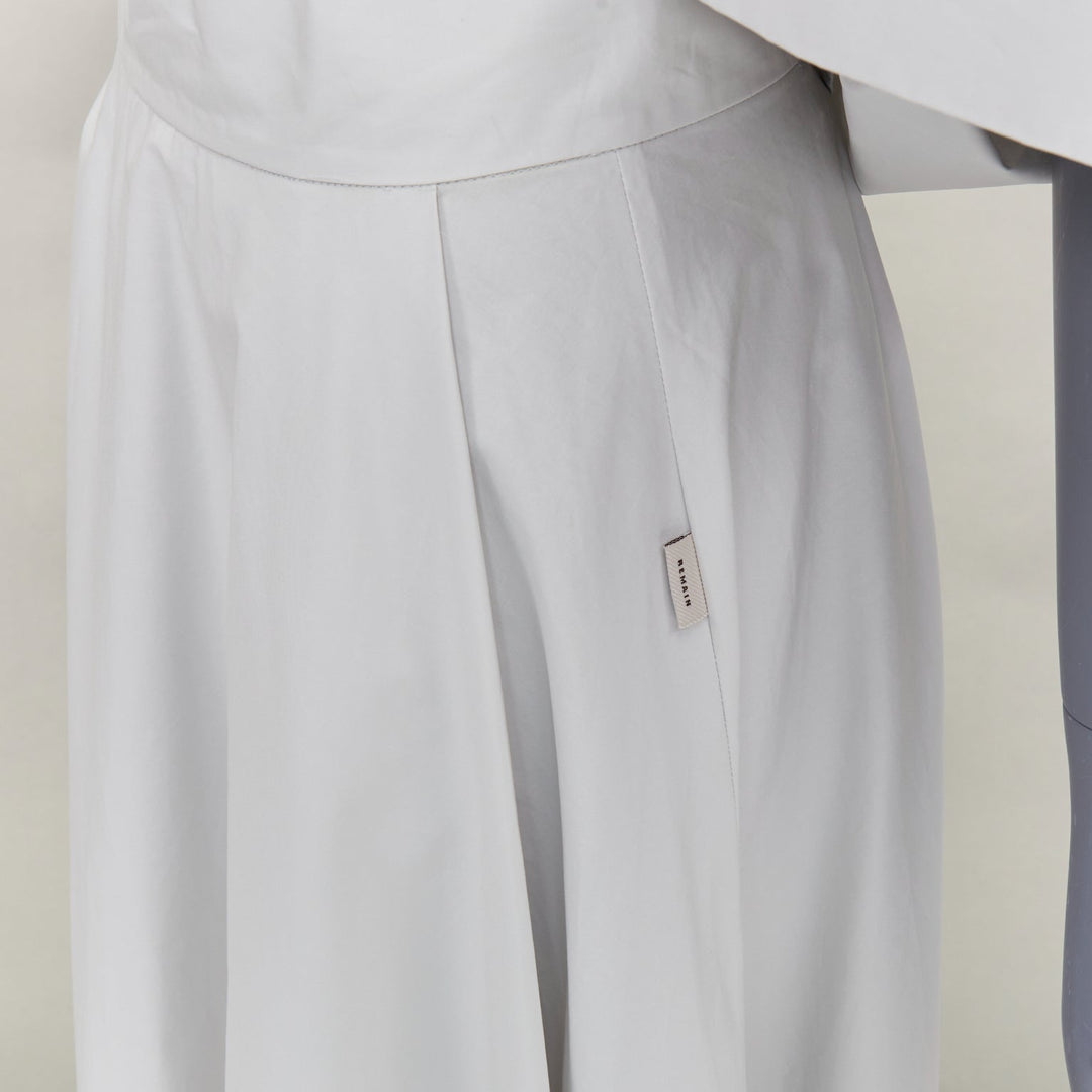 REMAIN Wind Chime light grey organic cotton oversized shirt skirt set FR36 S