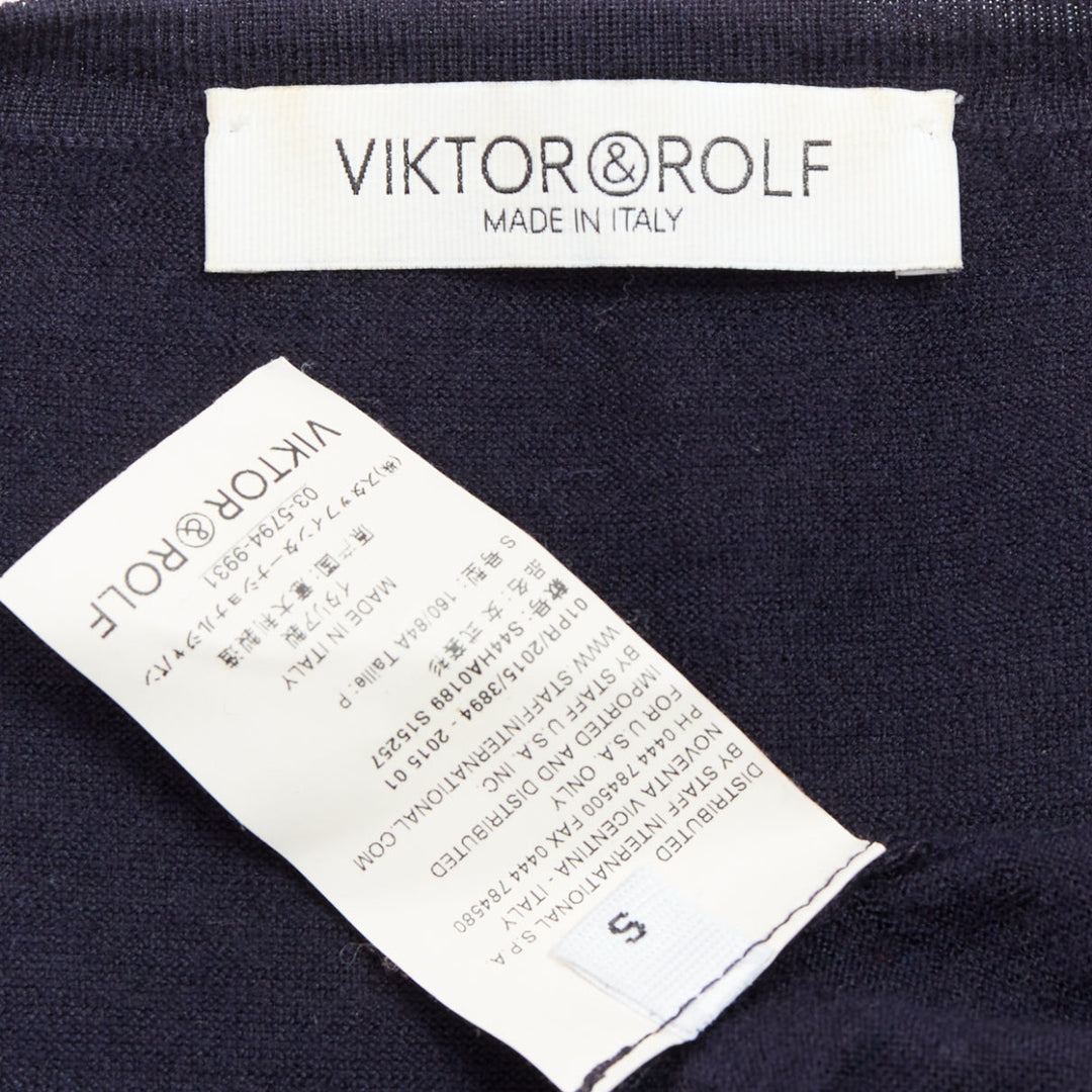 VIKTOR & ROLF navy cashmere silk ruffle sleeves cardigan sweater S