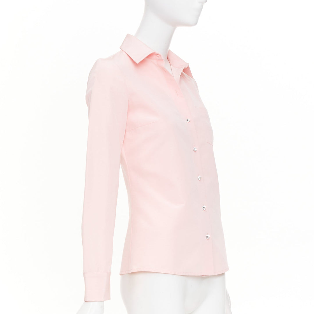MICHAEL KORS Collection pastel pink silk cotton crystal button down top US0 XS
