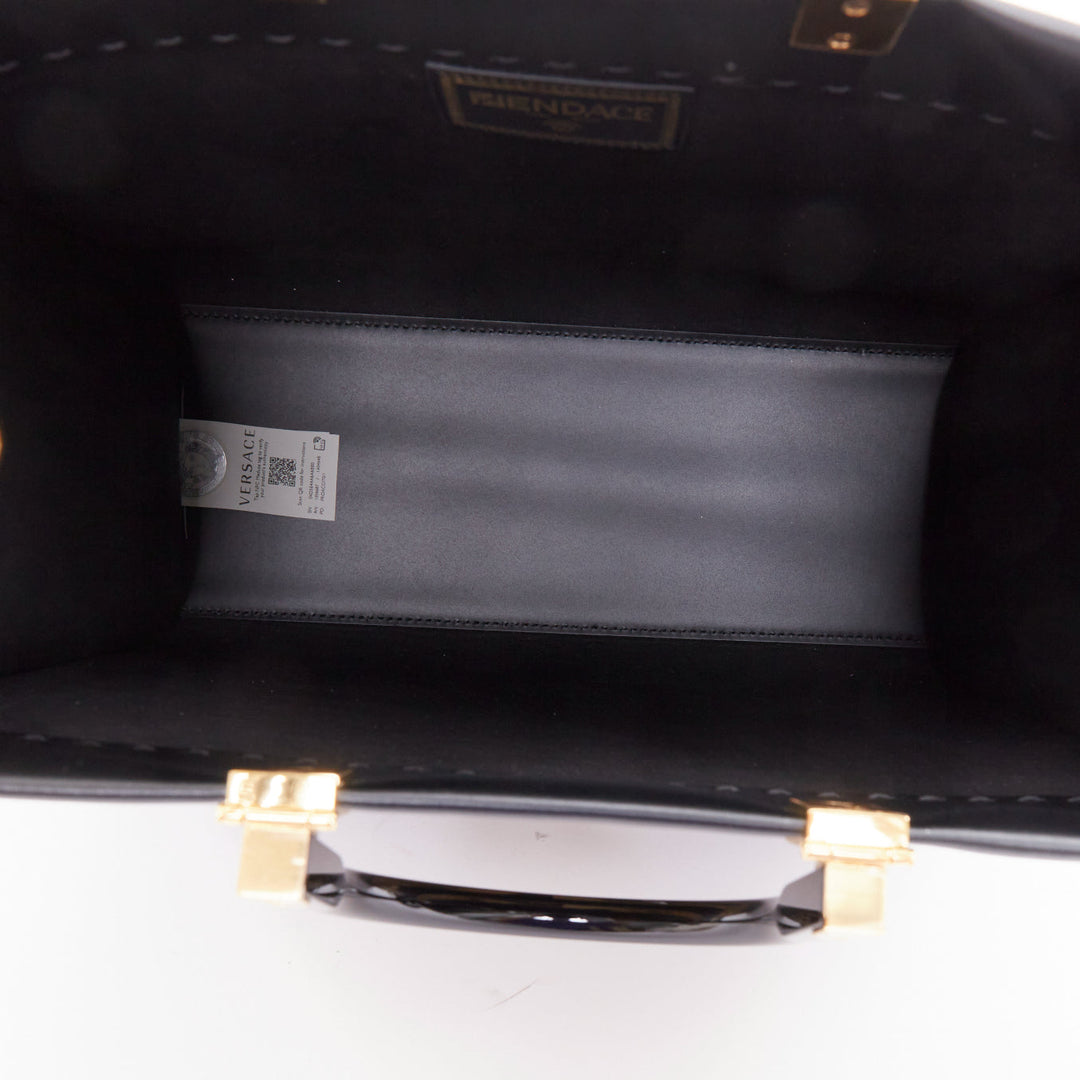 FENDI VERSACE 2022 FENDACE Sunshine black gold logo print shopper tote bag