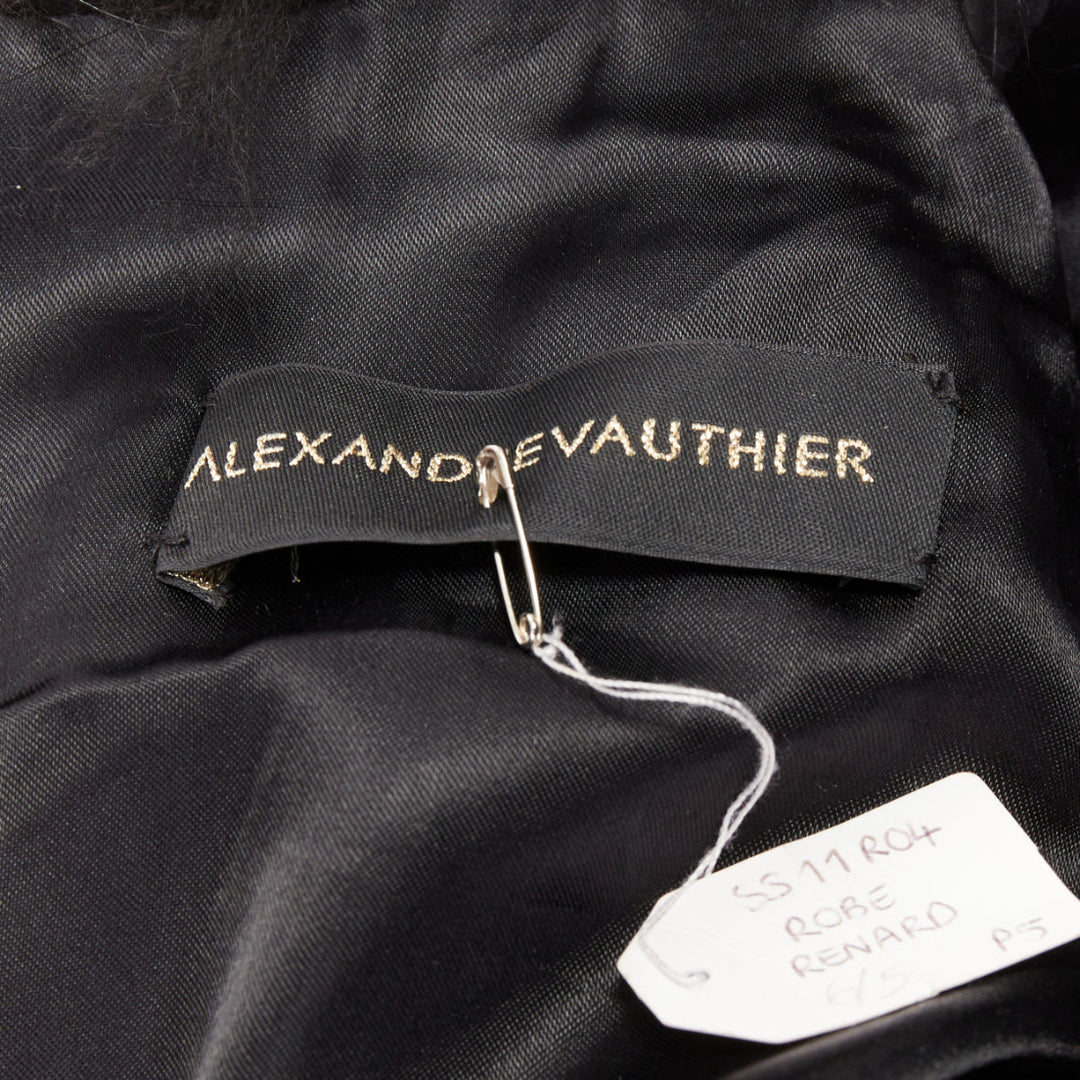 rare ALEXANDRE VAUTHIER COUTURE 2015 Runway black mixed fur puff sleeve dress