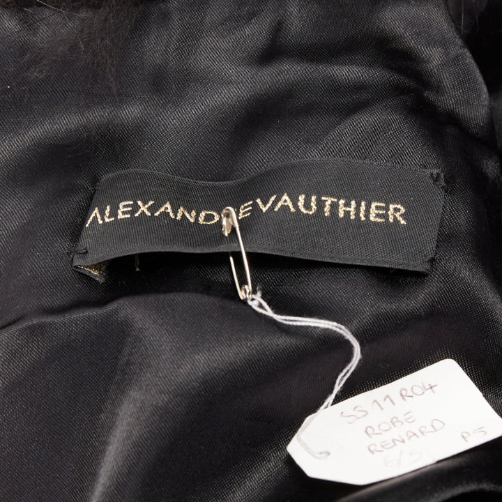rare ALEXANDRE VAUTHIER COUTURE 2015 Runway black mixed fur puff sleeve dress