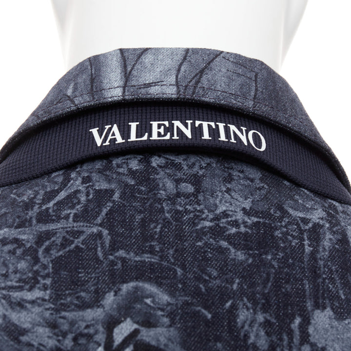 VALENTINO 2020 navy forest animal elephant monkey denim safari jacket IT48 M