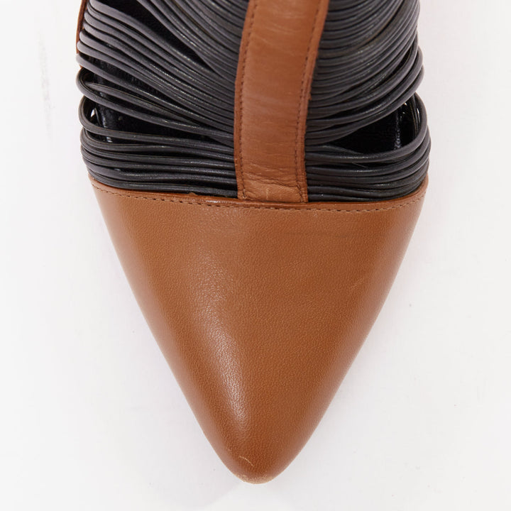 rare BALENCIAGA Nicolas Ghesquiere brown black wired buckle ankle bootie EU37