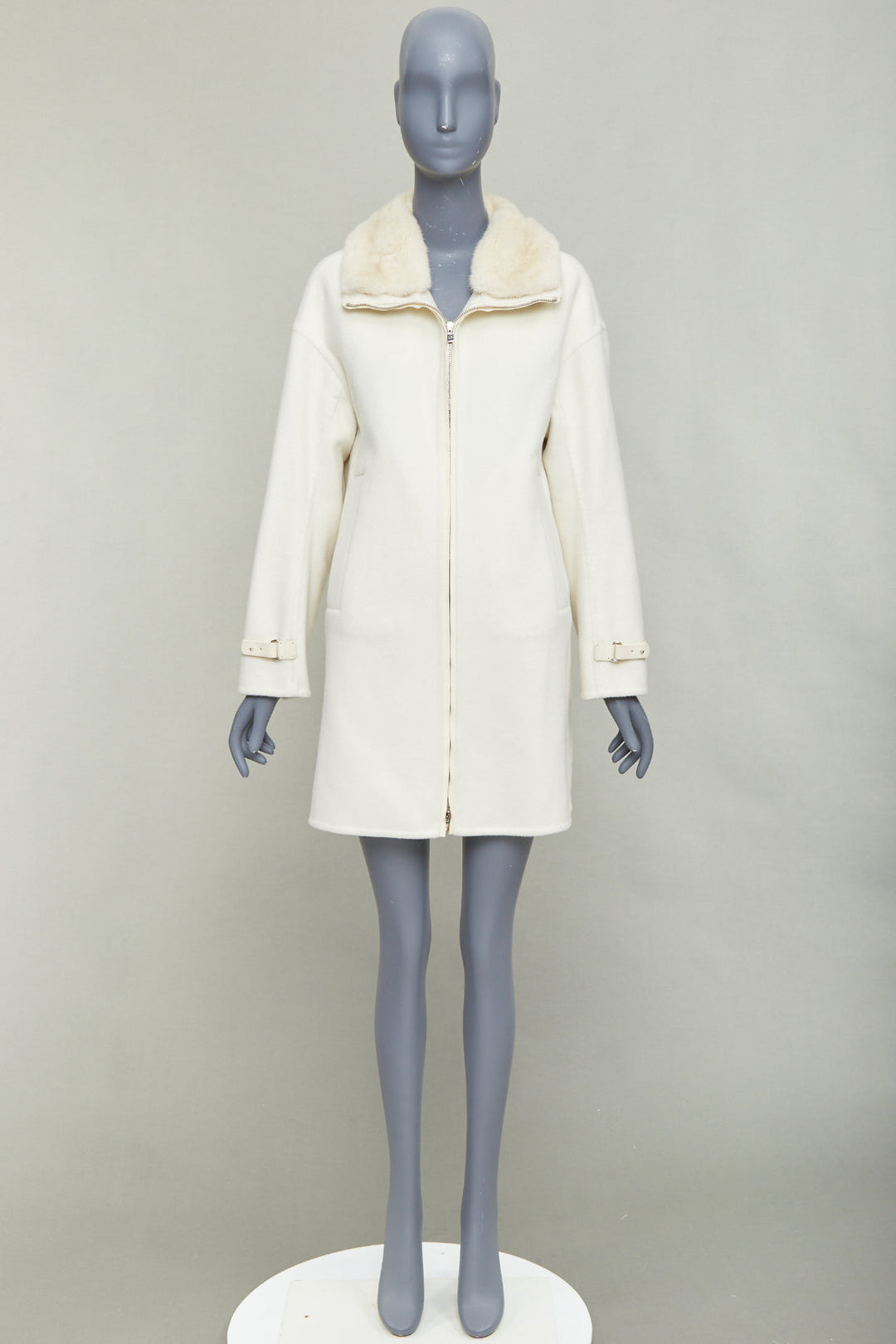 LORO PIANA Baby Cashmere Jubilee cream double face cashmere lambskin fur coat S