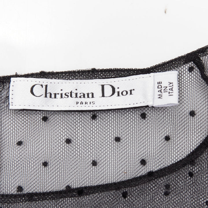 CHRISTIAN DIOR Niki de Saint Phalle black colourful beaded dot mesh sheer top