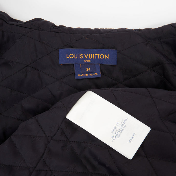 LOUIS VUITTON 2022 Monogram Mink Fur drawstring zip up hooded jacket FR34 XS