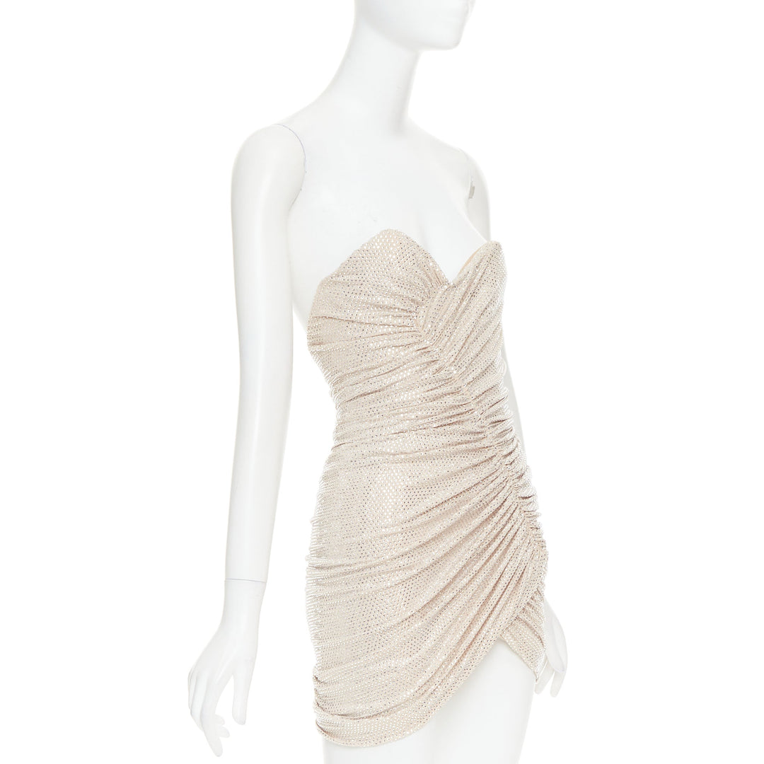 ALEXANDRE VAUTHIER 2023 Bridal ivory strass crystal bustier asymmetric dress