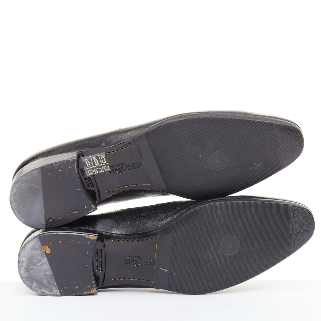 ALEXANDER MCQUEEN black cream leather bicolor panelled venetian loafer EU43
