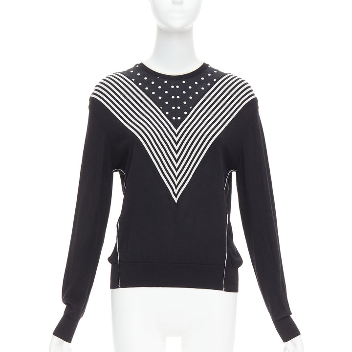STELLA MCCARTNEY 2016 black white virgin wool silk trim long sleeve sweater