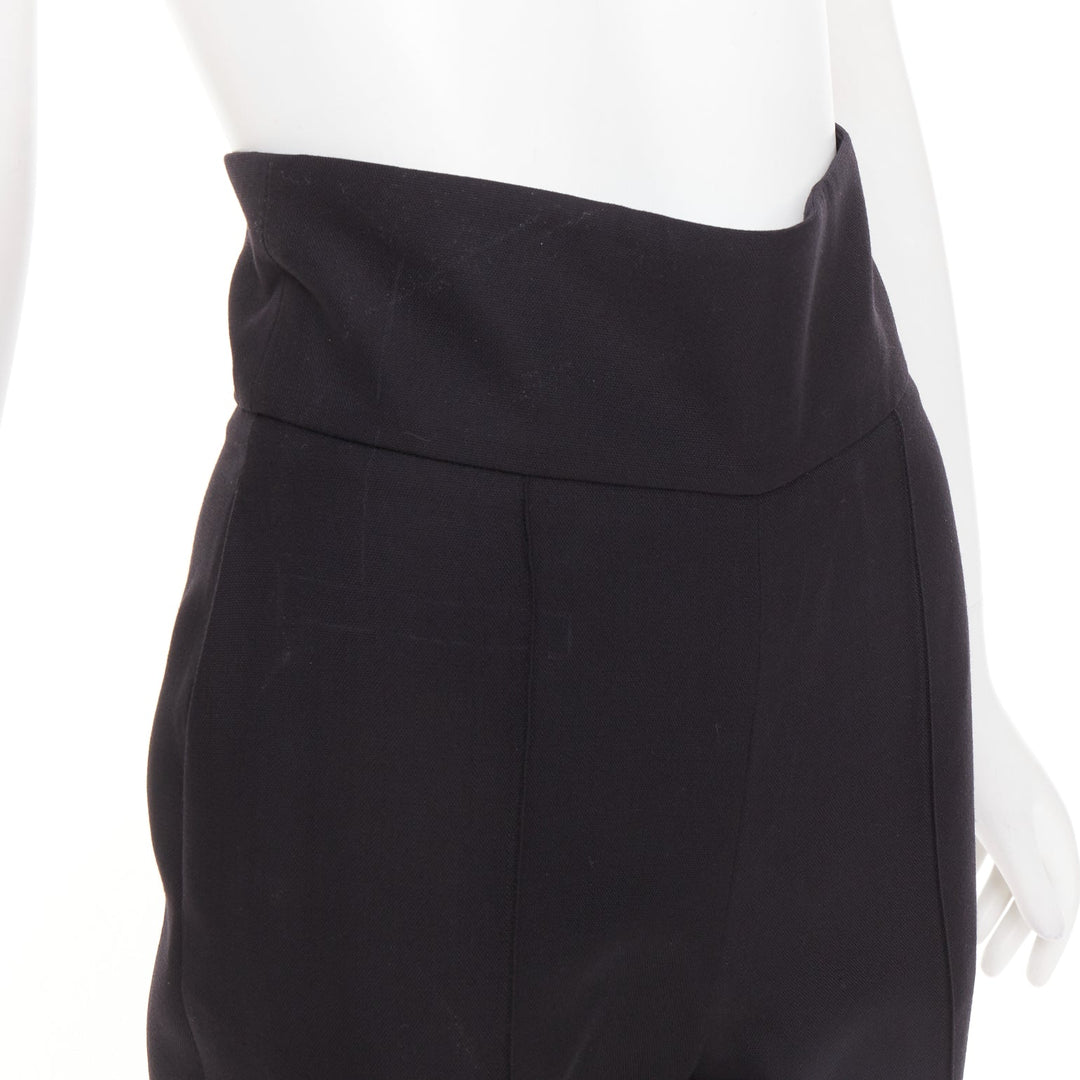 ALEXANDRE VAUTHIER black 100% wool high waisted pleat front cropped pants FR36 M