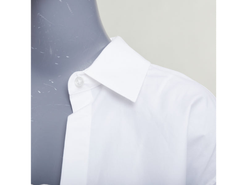 T ALEXANDER WANG white cotton smocked tube oversized crop shirt set S