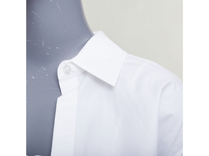 T ALEXANDER WANG white cotton smocked tube oversized crop shirt set S