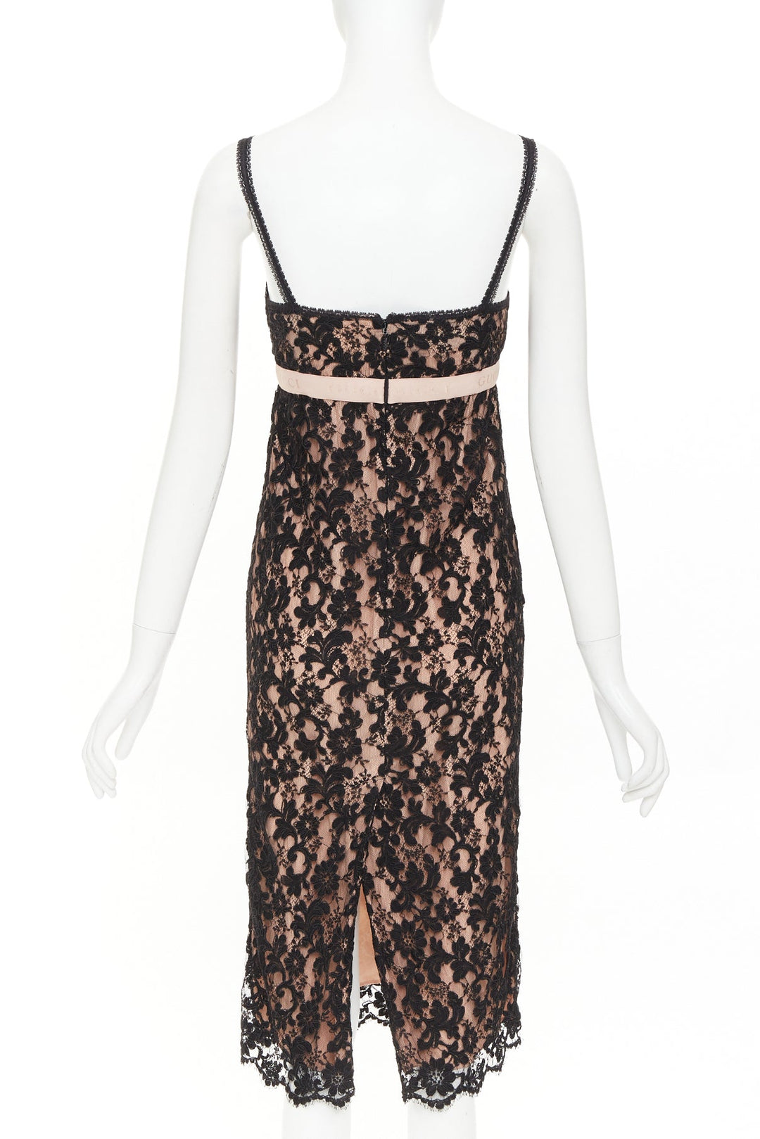 GUCCI 2021 Aria black floral lace logo jacquard lingerie cocktail dress IT36 XXS