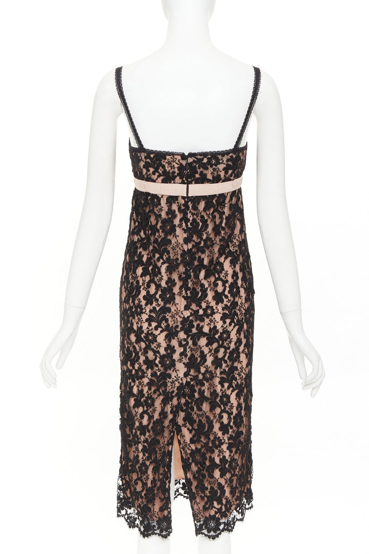 GUCCI 2021 Aria black floral lace logo jacquard lingerie cocktail dress IT36 XXS