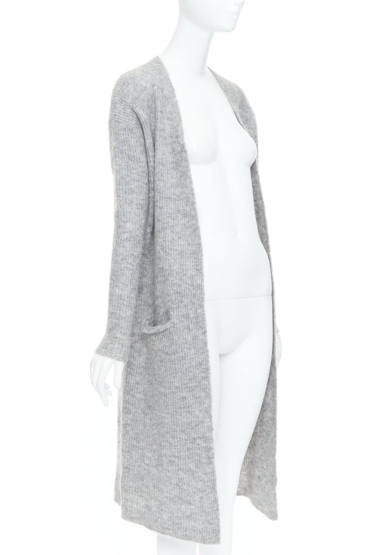 BY MALENE BIRGER grey wool mohair blend long knit cardigan sweater XS