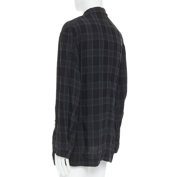 YOHJI YAMAMOTO Homme Plus grey checked slashed pocket blazer jacket JP2 M