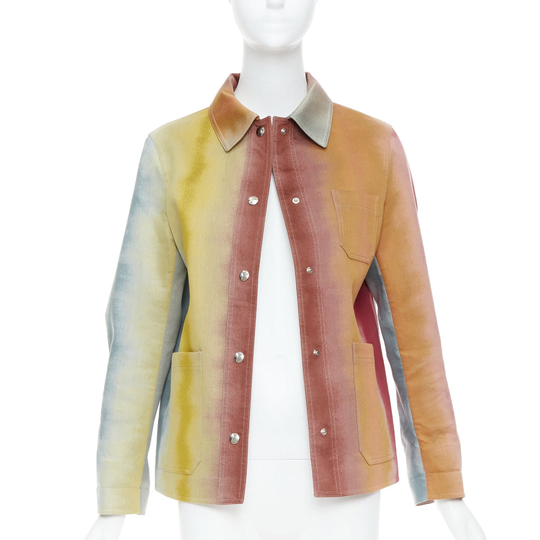 CHRISTIAN DIOR rainbow dye monogram lined trucker coat FR36 S