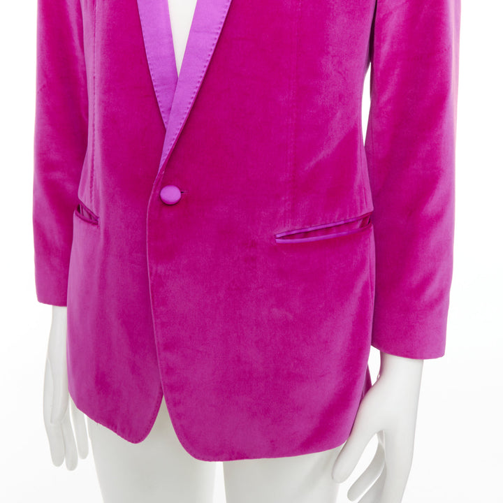 DOLCE GABBANA Gold pink velvet cotton silk blend tuxedo blazer IT52 XL