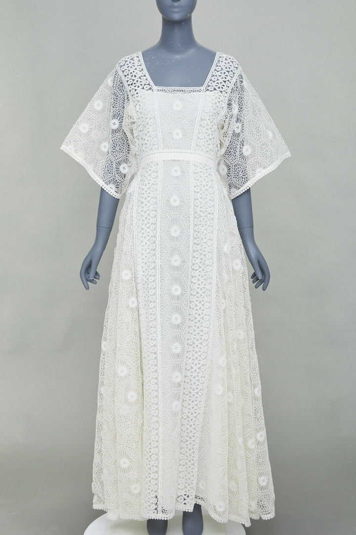CHRISTIAN DIOR 2023 patchwork cutout floral embroidery lace maxi dress FR38 M
