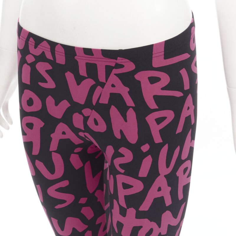 rare LOUIS VUITTON Stephen Sprouse Iconic Graffiti black neon pink legging XS