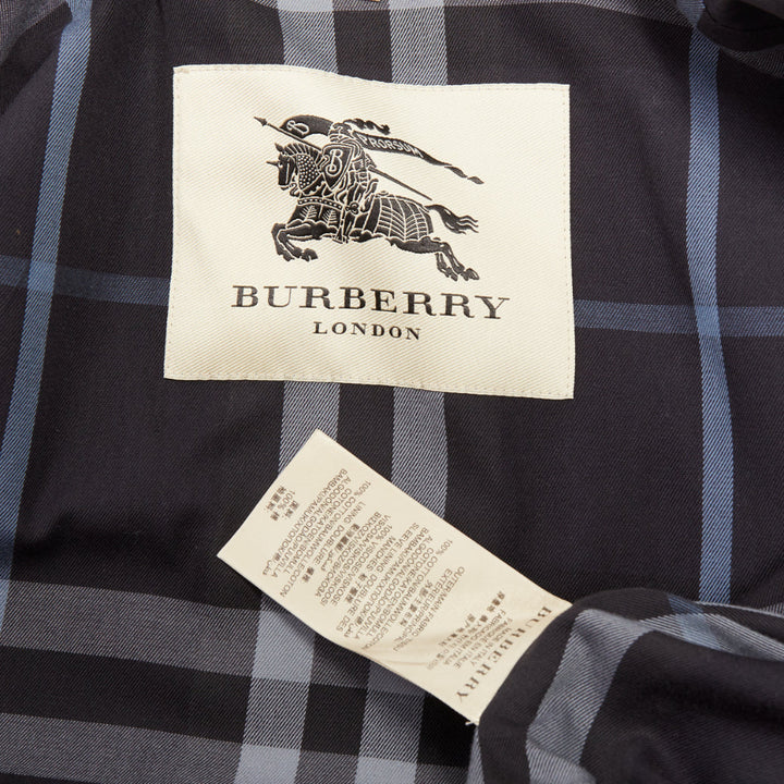 BURBERRY Prorsum 2011 black cotton twill leather trim belted trench coat EU46 S