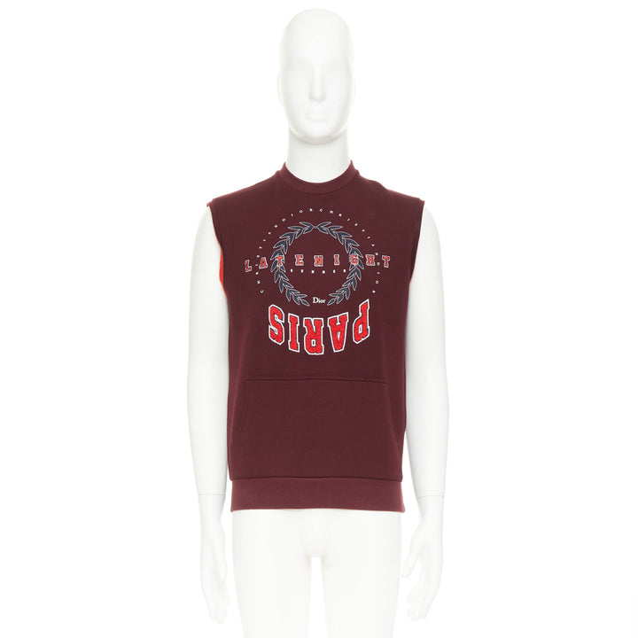 DIOR HOMME 2018 Late Night Paris burgundy neoprene sleeveless sweatshirt XS