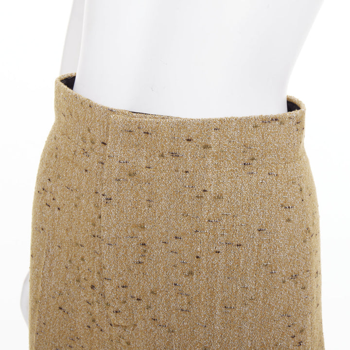 BOTTEGA VENETA 2020 brown flecked wool tweed high waisted pants IT38 XS
