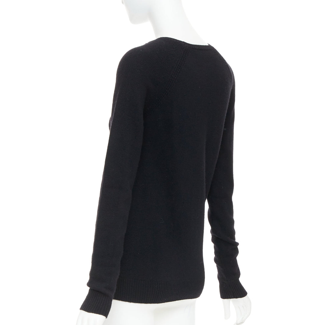 STELLA MCCARTNEY black virgin wool cashmere raglan sweater IT34 XXS