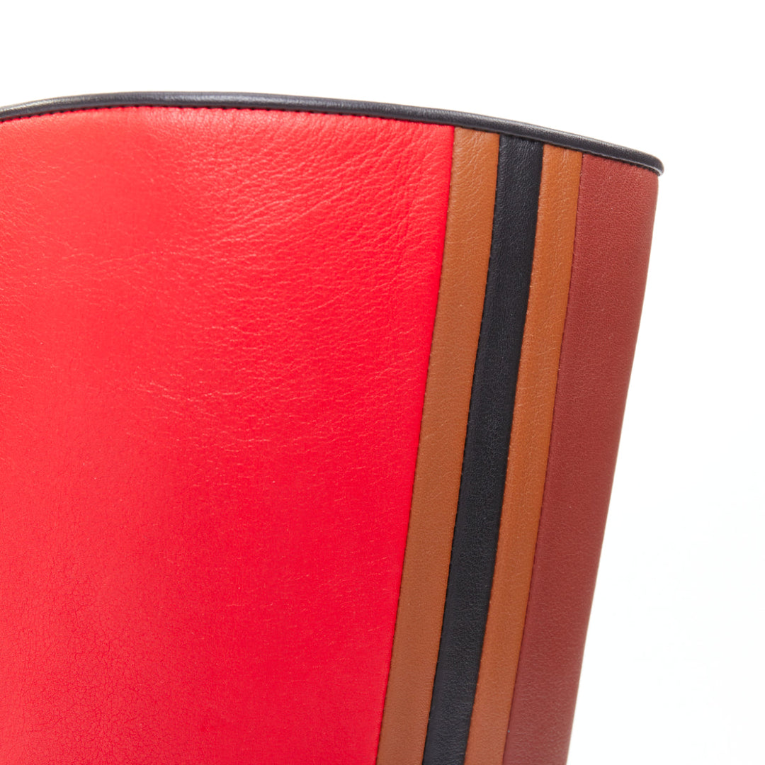 HERMES Jumping Limited red blue colorblocked leather tall riding boots EU37.5