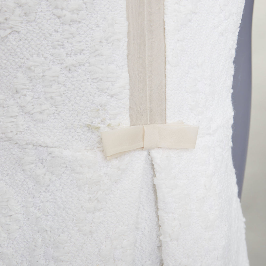 GIAMBATTISTA VALLI white flora boucle silk bow fit flare mini dress IT40 XS