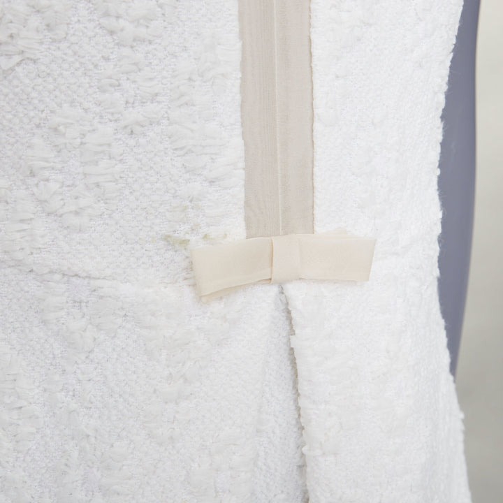GIAMBATTISTA VALLI white flora boucle silk bow fit flare mini dress IT40 XS