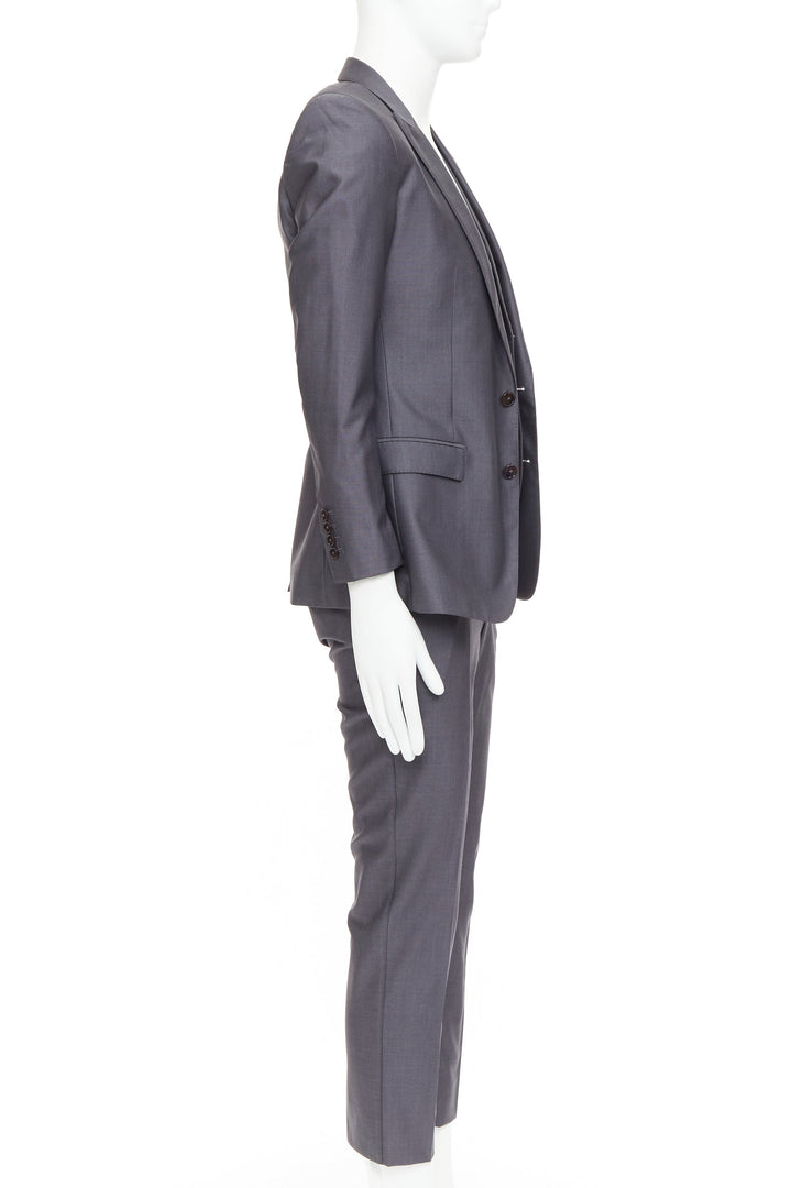 DOLCE GABBANA Martini grey wool silk single breast full canvas 3 pc suit IT44 XS