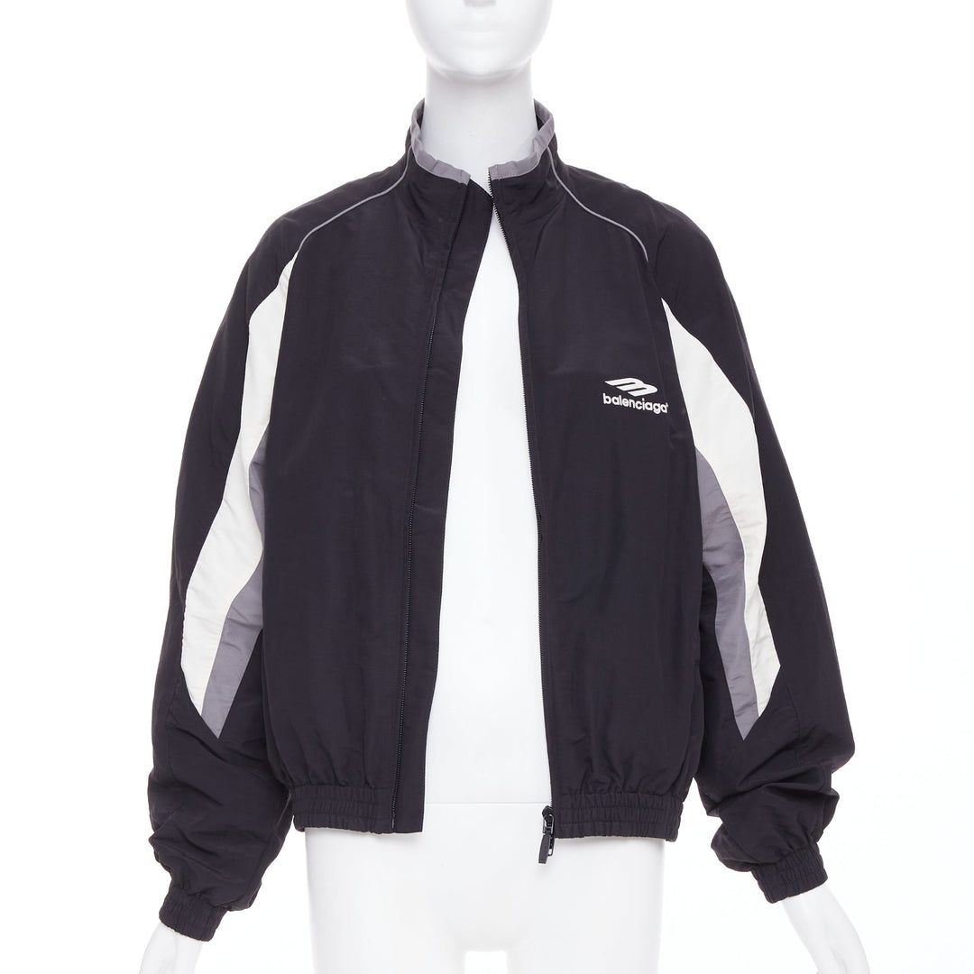 BALENCIAGA 2023 3B black grey white sports oversized track jacket S