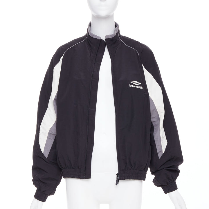 BALENCIAGA 2023 3B black grey white sports oversized track jacket S
