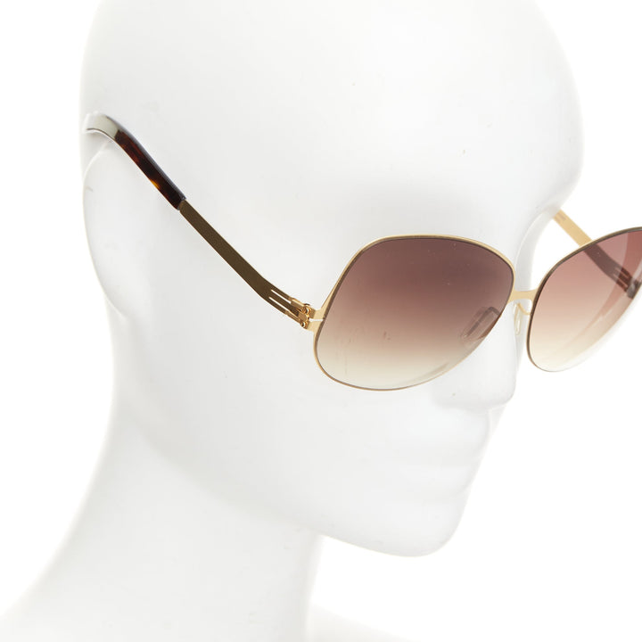 IC BERLIN Tres Chic Lundi matte gold brown gradient butterfly sunglasses