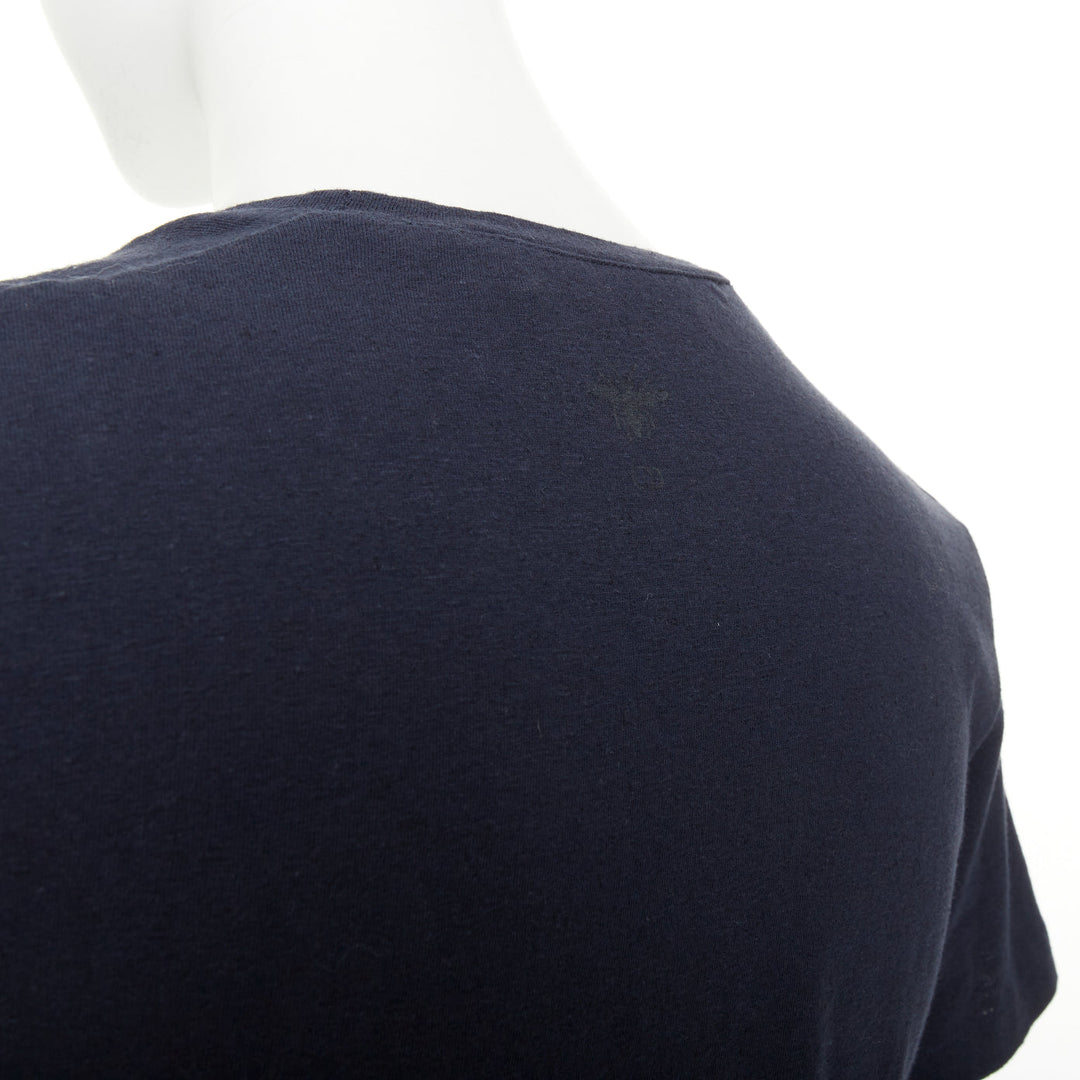DIOR 2017 Runway Feminist Definition slogan navy cotton linen knit tshirt XS