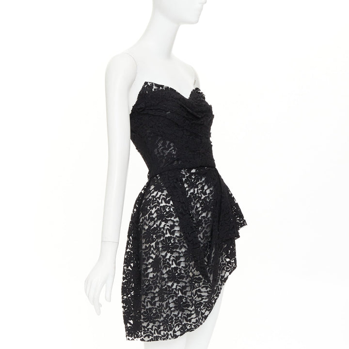 DOLCE GABBANA 2010 Runway black lace strapless boned corset mini dress IT36 XXS