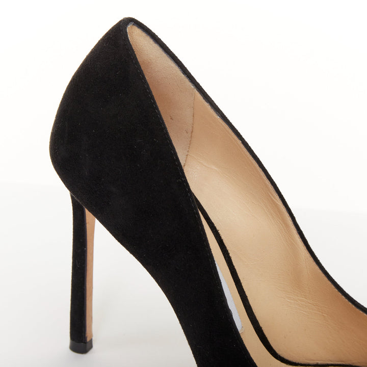 JIMMY CHOO Romy 100 classic black calf suede pointed toe stiletto pumps EU36 US6