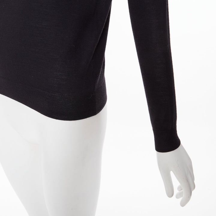 STELLA MCCARTNEY black virgin wool silk long sleeve crew neck sweater IT 34 XXS