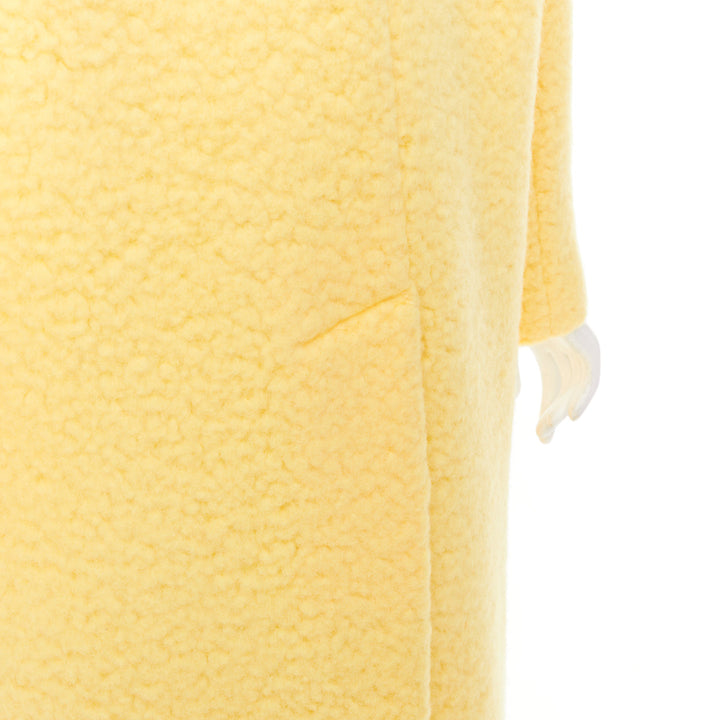 PRADA 2021 Raf Simons Runway pastel yellow wool boucle long oversize coat IT40 S