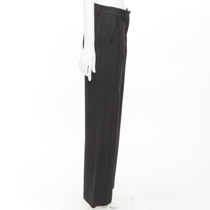 BARENA VENEZIA grey herringbone wool mid waist wide cropped trousers IT40 S